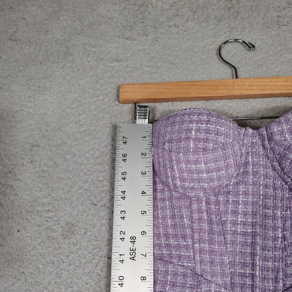 Aqua Mini Dress Women's Small Purple Wool Blend Tweed Bustier Strapless Preppy - Picture 4 of 13